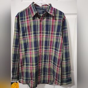 Arrow Men's Plaid Shirt - Navy, Green, and Red